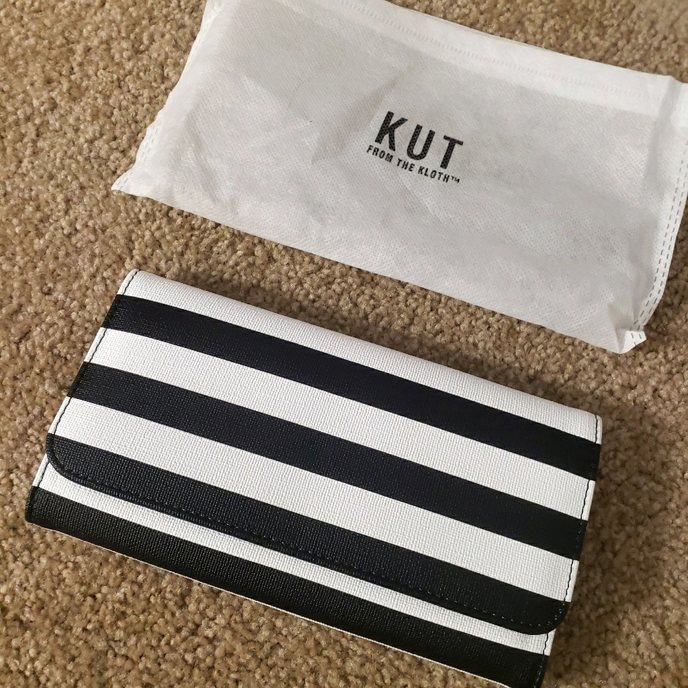 Kut from the kloth black and qhite striped wallet